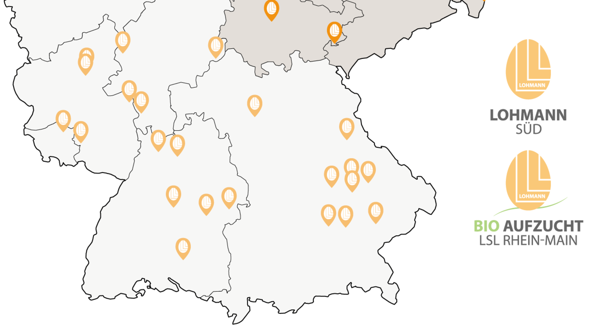 Die Standorte von Lohmann Süd und BIO Aufzucht LSL Rhein-Main